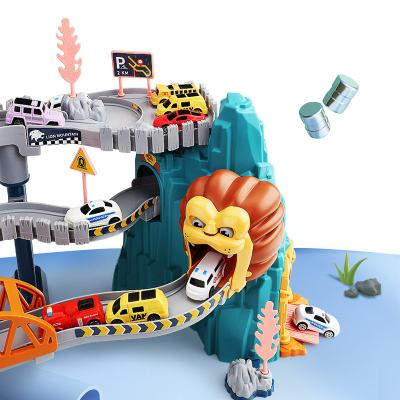 China Flexible Tracks Set Track Parking Toys Lion Mountain Rail Car Toys Educational Track Toys for sale