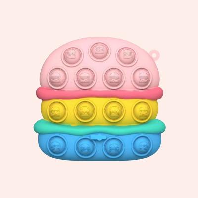 China 2022 Funny Educational Color Mini Ball Kids Bubble Toy 3D Noise Burger Silicone Decompression Ball Macaron Ball Toy for sale