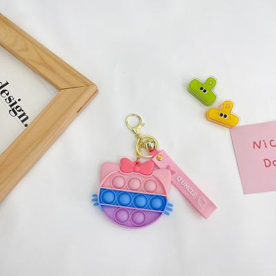 China Hot Cute Cartoon Eco-friendly Material Mini Saling Push It Bubble Bouncing Person Toys Key Chain For Autism Children Gifts Anti-stress Decompression Adult Toy for sale