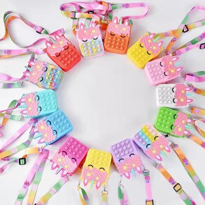 China Eco-friendly material fashion fidgety person toys noise bags cartoon children bags new fidgety person bag push bubble fidgety person toys silicone for sale