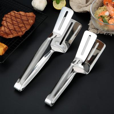 China Sustainable Food Grade Quality Metal Fish Beef Tong Mirror Polished Stainless Steel Steak Pizza Shovel Machines Bread Cake Tongs for sale