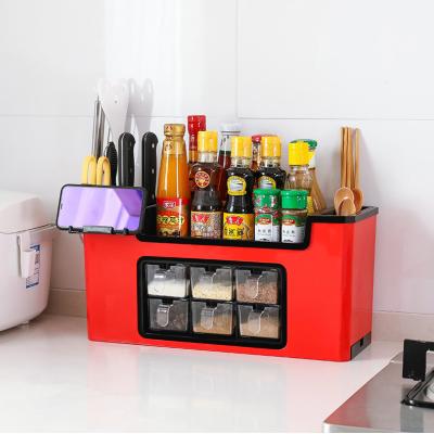 China Wholesale Viable Kitchen Storage Rack Box Spice Jar Set Knife Rack Kitchen Storage Rack for sale