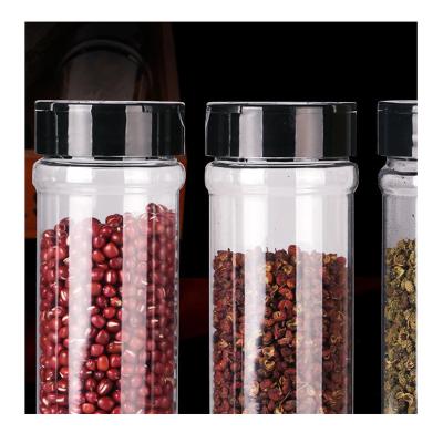 China Sustainable Multi-size Kitchen Round Plastic Seasoning Spice Jars And Shaker Spice Bottle Packaging for sale