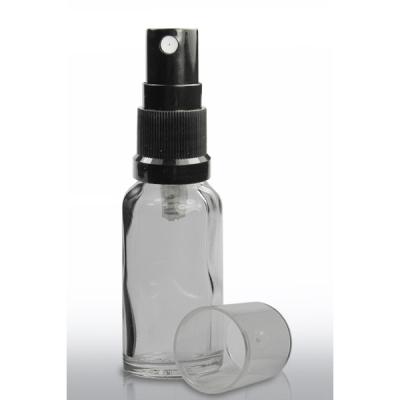 China Beauty industry 15ml clear glass dropper bottle with 18mm black mood obvious dropper cap for sale