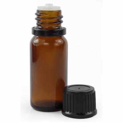 China Essential Oil 10ml Amber Glass Bottle With Black Cosmetic Cap Packaging for sale