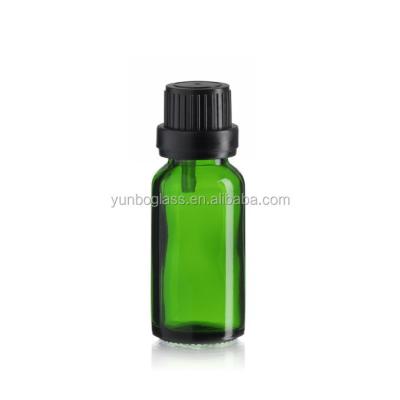 China Personal Care 20ml Emerald Green Liquilds Dropper Bottle With DIN 18 Vials Plastic Screw Cap for sale