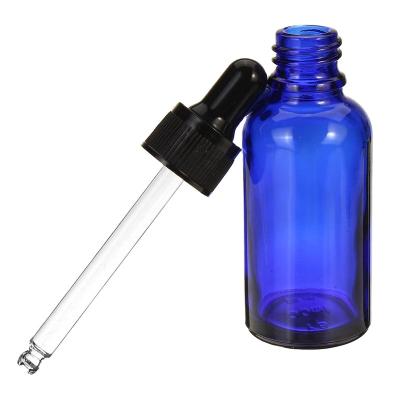 China 30ml Cosmetic Blue Round Caliber 18mm European Glass Bottle For Essential Oil for sale