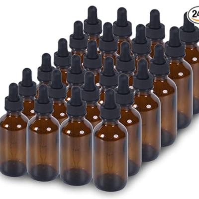 China 1oz Cosmetic Dropper Bottle Amber Glass Boston Bottles With Black Eye Dropper Caps For Essential Oils Perfume Leak Proof Travel Bottles for sale