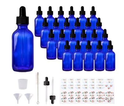 China 1 Oz Cosmetic 30ml Boston Round Glass Bottle Cobalt Blue Boston Round Glass Bottle for sale