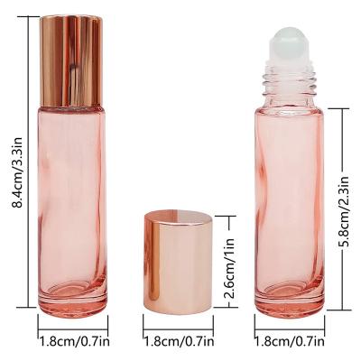 China Cosmetic Essential Oil Roll On Bottles With Balls 10ML 5ML Rose Gold Perfume Roll On Glass Empty Bottles for sale