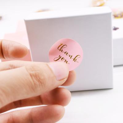 China Wholesale Hot Glue Environmental Friendly Hot Spot Rose Foil Thank You Sticker Roll Thank You Gift Sealing Sticker for sale