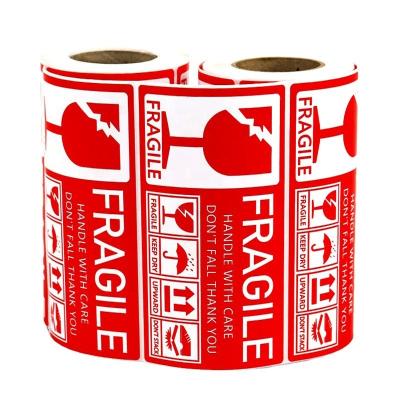 China Wholesale Red Rectangular Fragile Precaution Transportation Spot Glue Water Warning Sticker Label Environmental Friendly Dry Up Do Not Squeeze Self Adhesive Sticker for sale