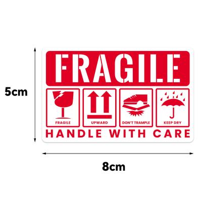 China Wholesale Red Waterproof Stain Fragile Caution Sticker Label Transportation Warning Sticker Keep Dry Up Do Not Trample for sale