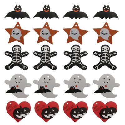 China Recyclable Ghost Festival Pumpkin Label Skeleton Halloween Candy Box Decoration Hanging Card for sale