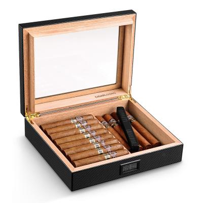 China Large Humidor Luxury Wooden Cabinet Cigar Storage Box Temperature And Humidity Display Cigar Case Smoking Accessories for sale