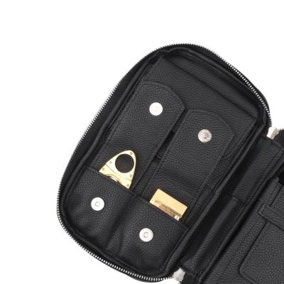 China Amazon Aliexpress Hot Sale PU Humidor Travel Smoking Leather Cigar Cigar Bag Case for Lighter and Cutter Tobacco Cigarettes for sale