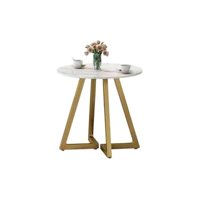 China PP Accept Custom Stock Round Restaurant Furniture Side Table Luxury Marble Metal Coffee Table for sale