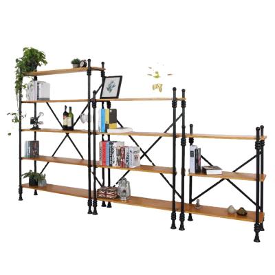 China Nordic Simple Creative Storage Rack Floor Iron Shelf Partition Rack Living Room Iron Solid Wood Display Rack for sale