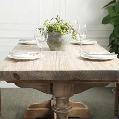 China Solid Wood Rectangular Tables And Chairs (Others) Retro Family Small American Family Adjustable Dining Table French Country Log Chairs for sale