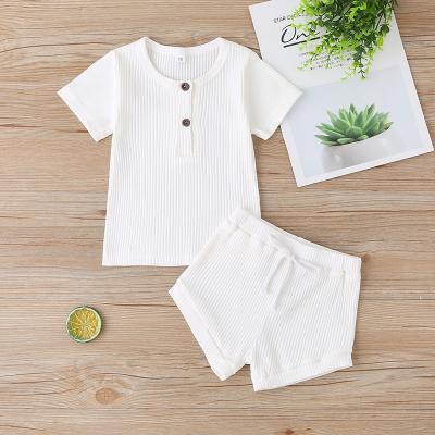 China Baby Plain Color Cotton Shorts Sleeve Anti-Shrink 100% Newborn Clothes Sets Clothes For Baby Infants Boy Summer for sale