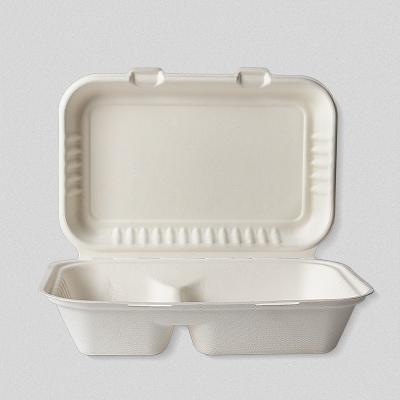 China Customized 2 Compartments Recyclable Temperature Resistance Disposable Lunch Box for sale