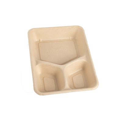 China 3 Compartment Recyclable 100% Compostable Food Packaging Disposable Tableware for sale