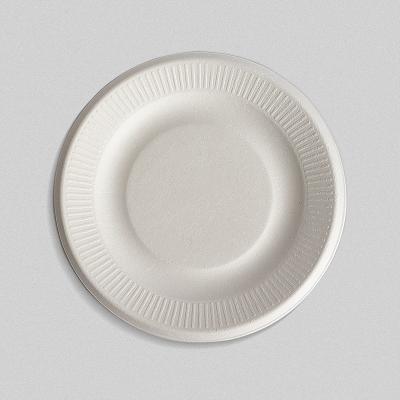 China Wholesale Disposable 7 Inch Round Compostable Disposable White Dinner Dishes for sale