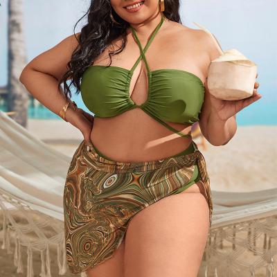 China Fashion plus size 2022 J&H plus size 4xl sexy cutout cross-neck slit swimsuit Hawaii party wear beach swimming for sale