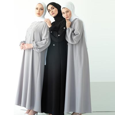 China J&H 2022 high quality summer kaftan moroccan rhinestone chiffon maxi dress women jilbab abaya breathable chic muslim dress for sale