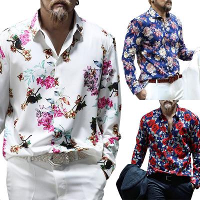 China J&H 2022 Hot Sale Latest Fashion Mens Long Sleeve Floral Print Designer Shirt Casual Mens Breathable Chic Tops for sale