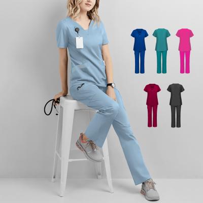 China High Quality Hospital Uniforms Medical Nursing Doctor Scrubs Uniform Clinic Scrub Sets Short Sleeve Tops Pants Uniform Women Nursing for sale