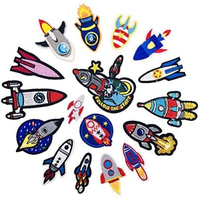 China Handmade Embroidery Patches Rocket Series Sew On Patches Iron On Patches For Clothes Badges Sticker For Jeans for sale