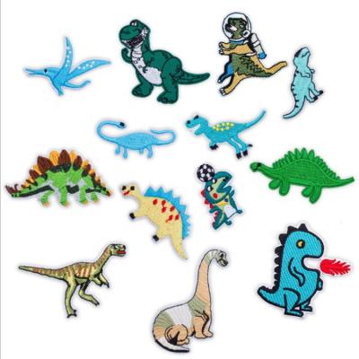 China Handmade Custom Embroidery Patches Kids DIY Accessories Cartoon Animal Dinosaur Iron On Patches for sale