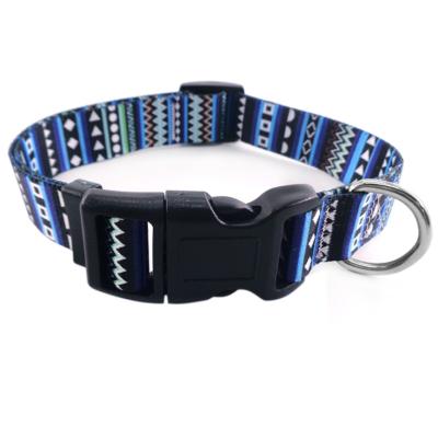 China Personalized Custom Bohemian Pattern Polyester Pet Webbing Dog Collar For Dog for sale