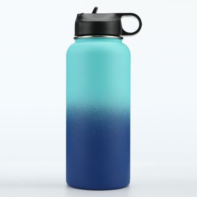 China 32 oz Wide Mouth Stainless Steel Metal Sustainable Customized Bottle Insulated Sport Water Bottles With Straw Lid for sale