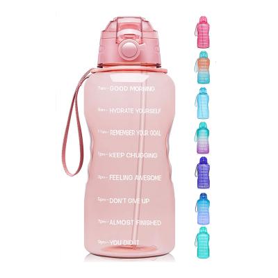 China Motivational Brand Time 1 Half Gallon Sustainable Gym Reusable Clear Plastic Sport Portable Water Bottle for sale