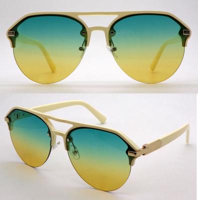 China Eyewear Factory PC Gold Balance Half Two Tone Ocean Fashion Sunglasses 100% Lens Aviation Protection Design UV Rimless Fashion Sunglasses For Women women for sale