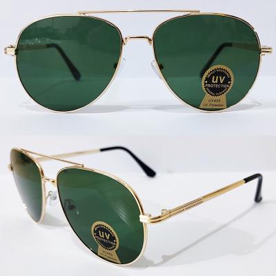 China Vintage Unisex Vintage Stalinite Frame Durable Metal Etched Logo Pilot Lens Shades Classic Men Women Aviation Sunglasses for sale