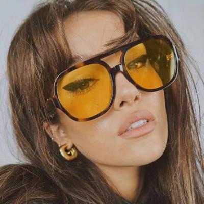 China CE Fashion Pilot Sunglasses Trendy Retro Double Beam INS Ocean Big Lens Stylish Women Pilot Eyewear for sale