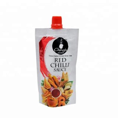 China Food Red Chilli Sauce Rack Up Pouch With Spout Filling And Capping Packing Machine for sale