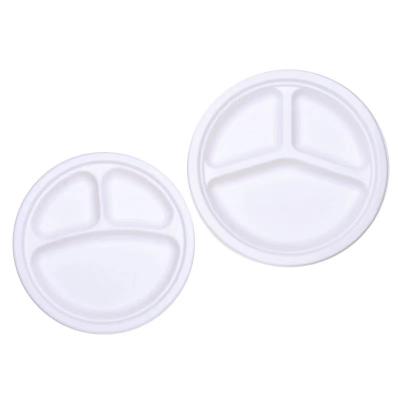 China Minimalist Disposable Tableware Bagasse Sugar Cane Compartments Tray for sale