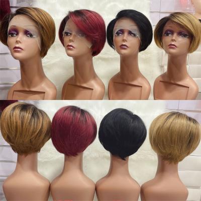 China wholesale short curly virgin hair wig hairpiece straight 13x4 lead wig pixie cut 100% virgin hair ombre hair wigs straight hair lace front wigs for sale