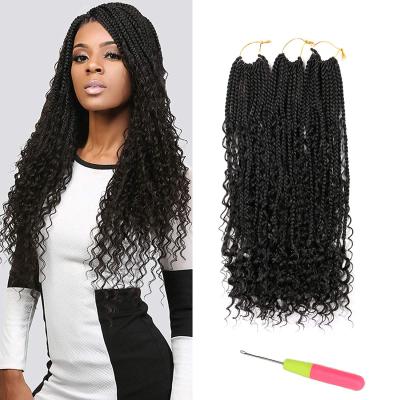 China Messy Kaneka Fiber Hair Goddess Messy Locs Box Braids Crochet Bohemian Hair With Ombre Curly Burgundy Pre-looped Synthetic Boho River Box Braid for sale