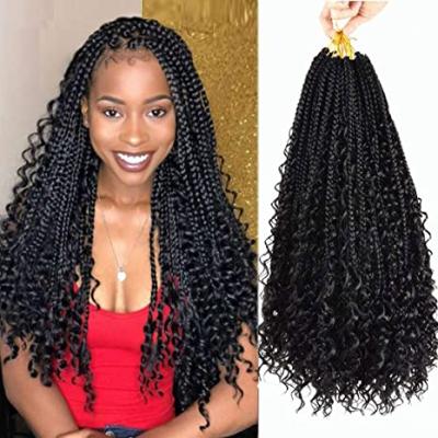 China Messy Low Heat Fiber Hair Goddess Locs Box Braids Crochet Bohemian Hair With Ombre Curly Burgundy Pre-looped Synthetic Boho Box Braided for sale