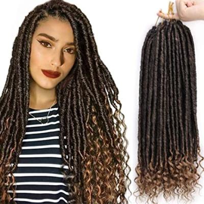 China Free sample low temperature fiber ombre color curly faux locs crochet hair extensions river curly end locs crochet goddess faux locs braid for sale