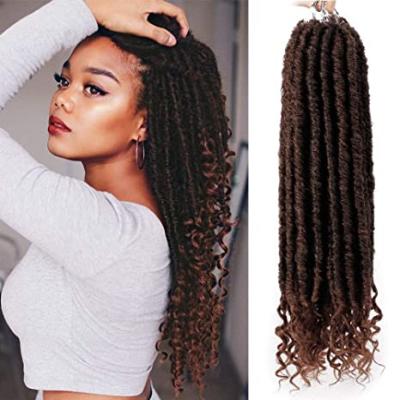 China Free sample low temperature fiber ombre color curly faux locs crochet hair extensions river curly end locs crochet goddess faux locs braid for sale