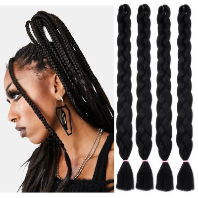 China Super high temperature synthetic fiber hair supplier 82 inch prestretched pre stretched jumbo xpression synthetic hair braiding extensions for sale