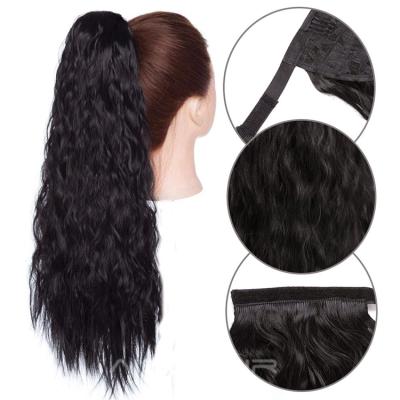 China 100% Premium Fiber Wholesale 22inch Ponytail Extension Synthetic Fiber Hair Extension Tie Ponytail Drawstring Hair Heat Resistant Ponytail for sale