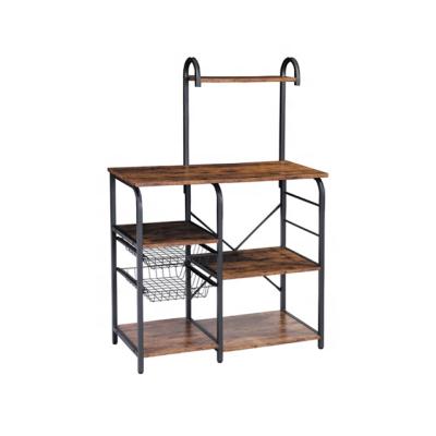 China With Shelf And Wire Basket For Storage Vintage Metal Frame Kitchen Storage Rack With Melamine Board for sale