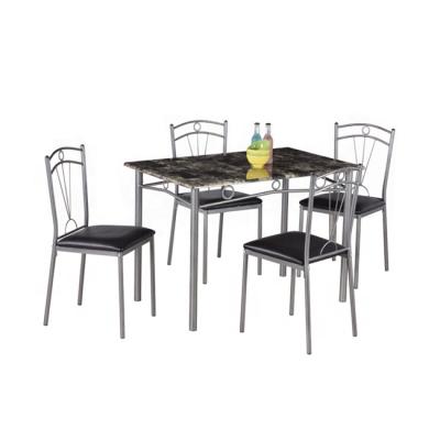 China Marble Look Rectanglar Marble Look Dining Table And Chairs Set For 4 Person for sale